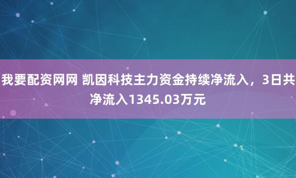 我要配资网网 凯因科技主力资金持续净流入，3日共净流入1345.03万元